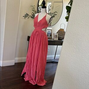 Elegant Backless Pink Dress